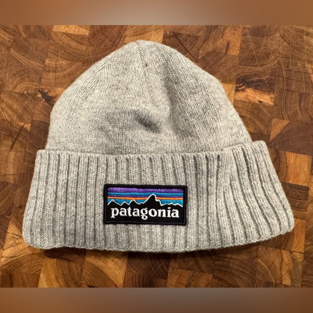 Patagonia Light Gray Beanie with Logo